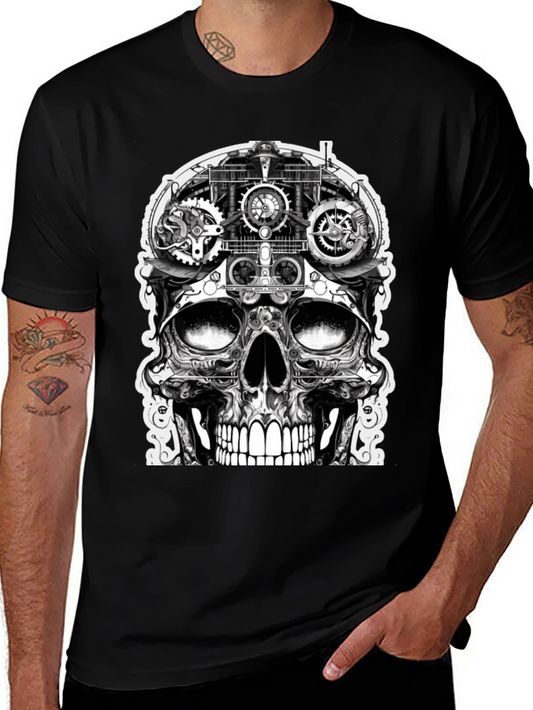 Steampunk Skull Graphic Tee - Black