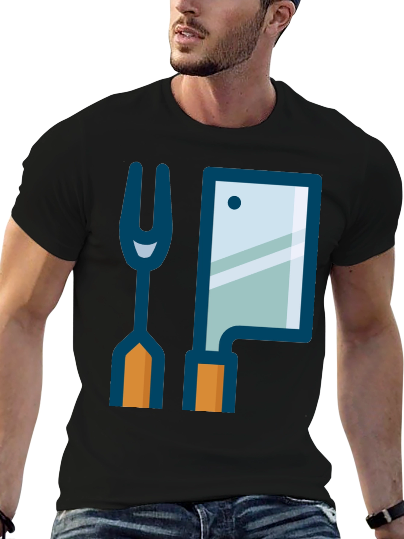 Butcher Fork & Cleaver Graphic Tee - Black