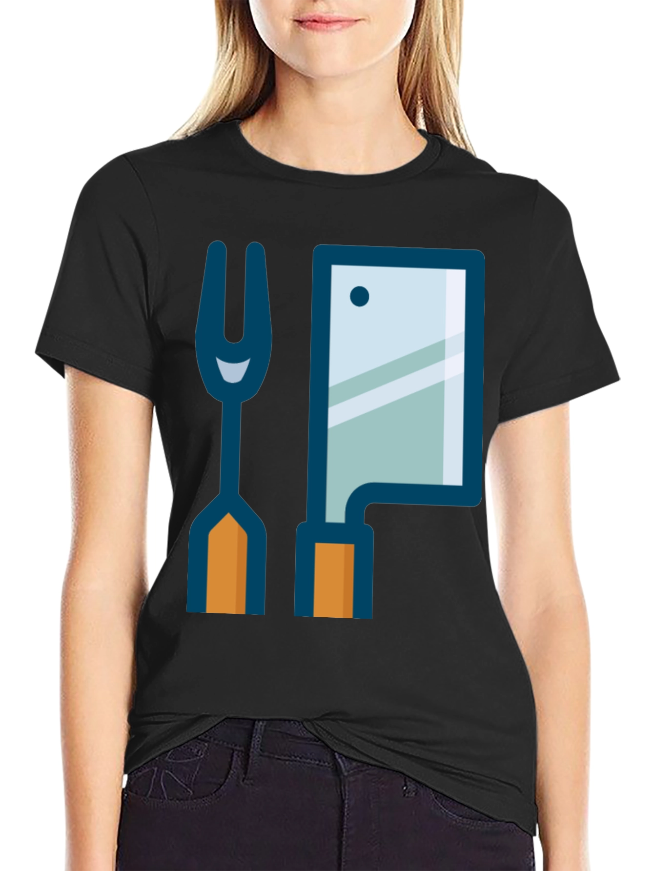 Butcher Fork & Cleaver Graphic Tee - Black