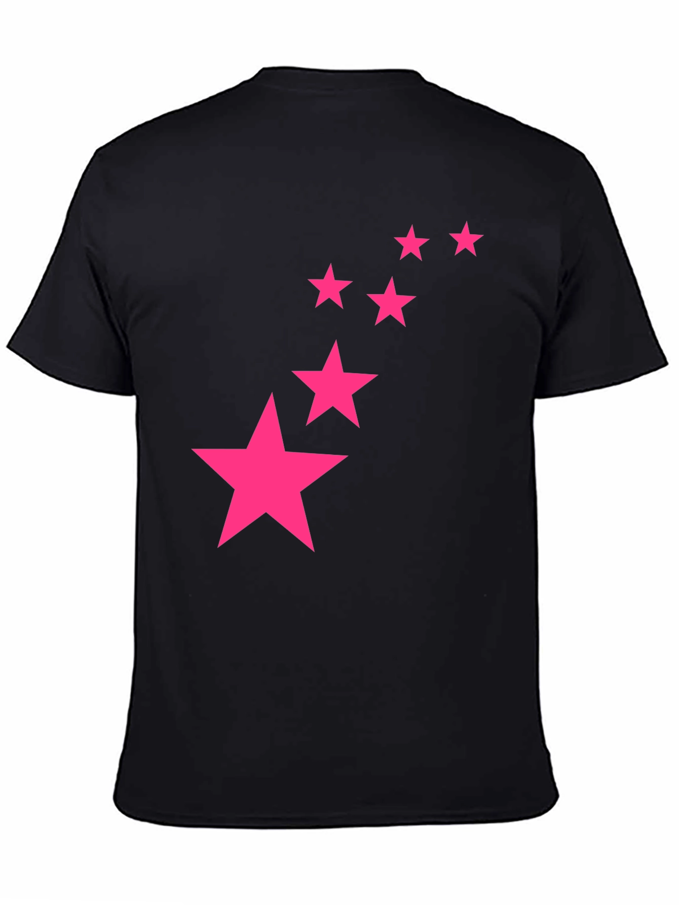 Black Tee with Pink Star Graphic Print