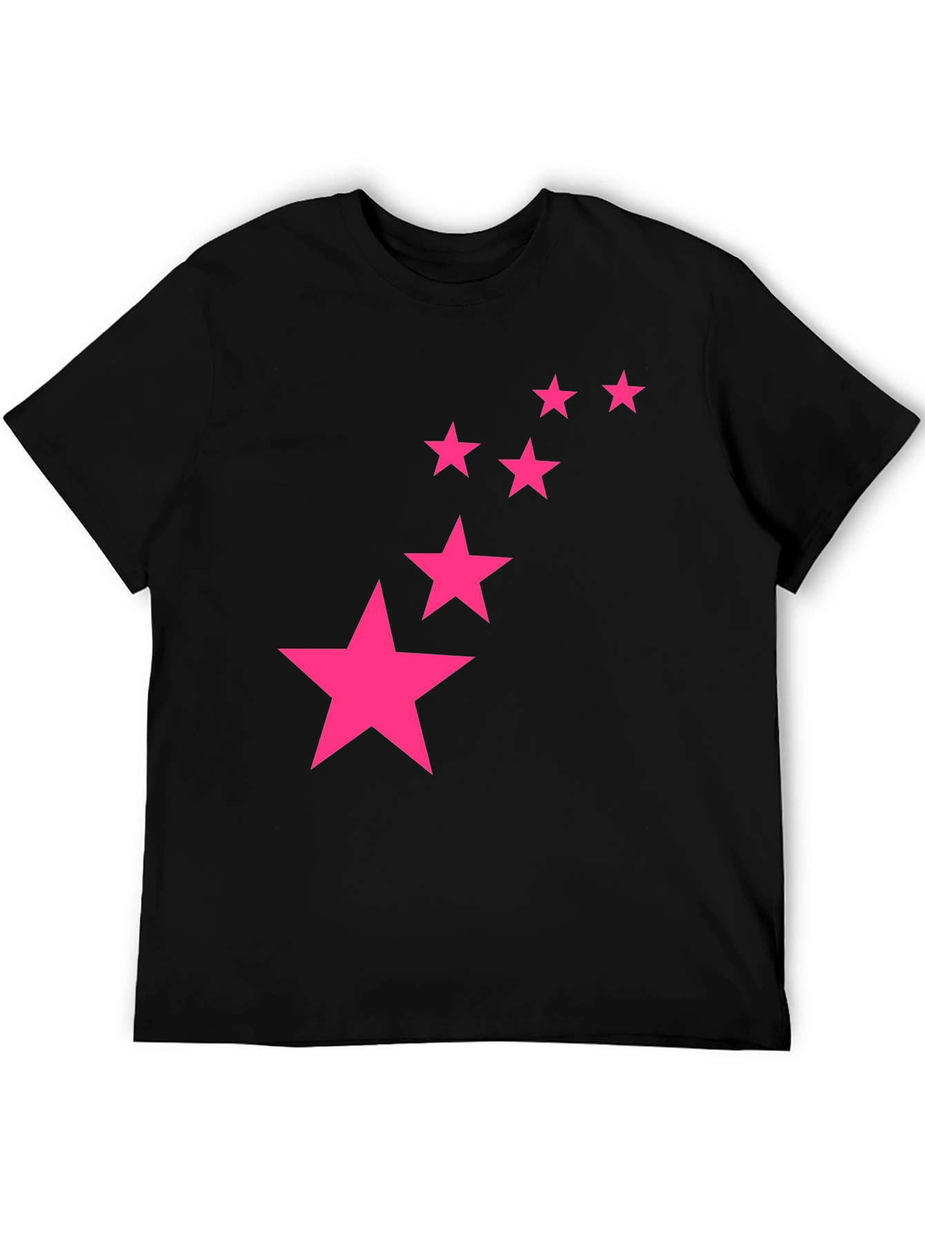 Black Tee with Pink Star Graphic Print