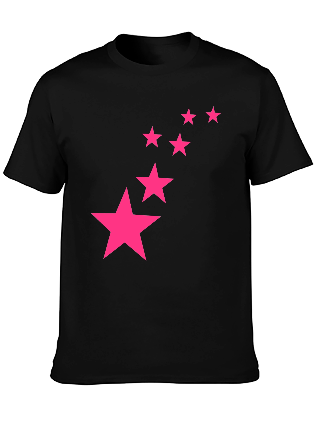Black Tee with Pink Star Graphic Print