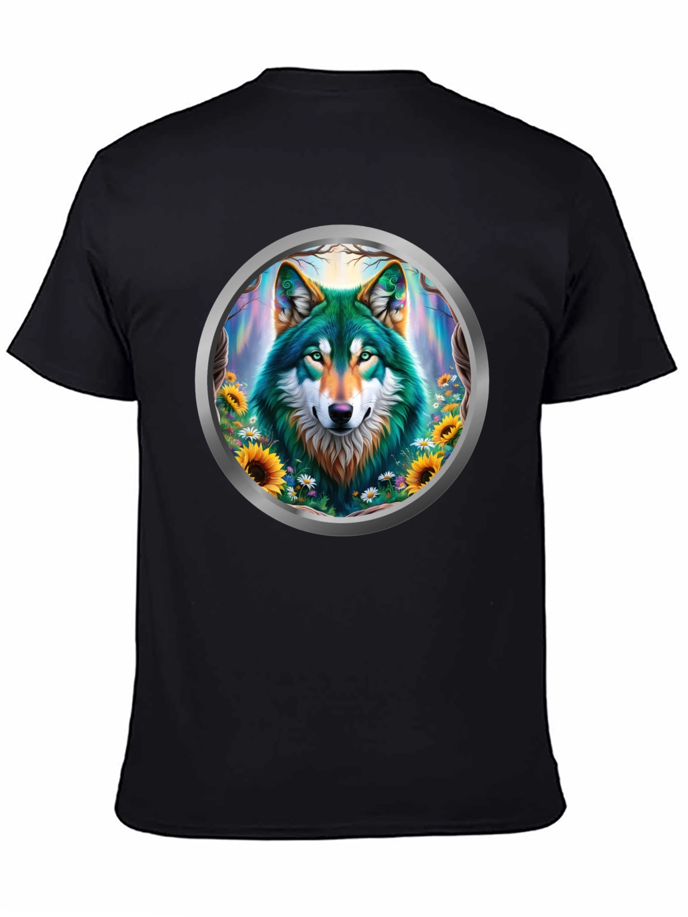 Wolf Circle Graphic T-Shirt - Nature Art