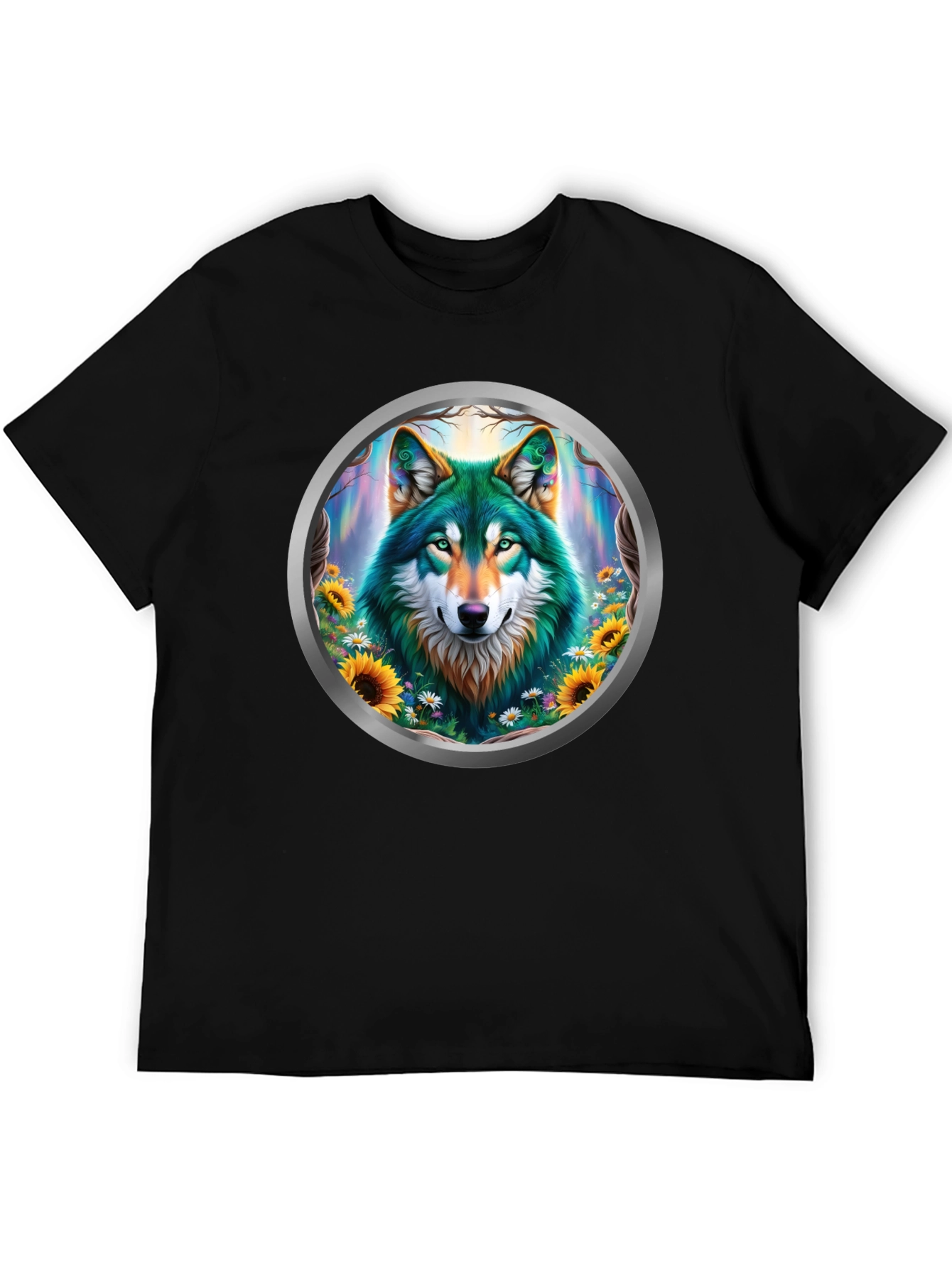 Wolf Circle Graphic T-Shirt - Nature Art