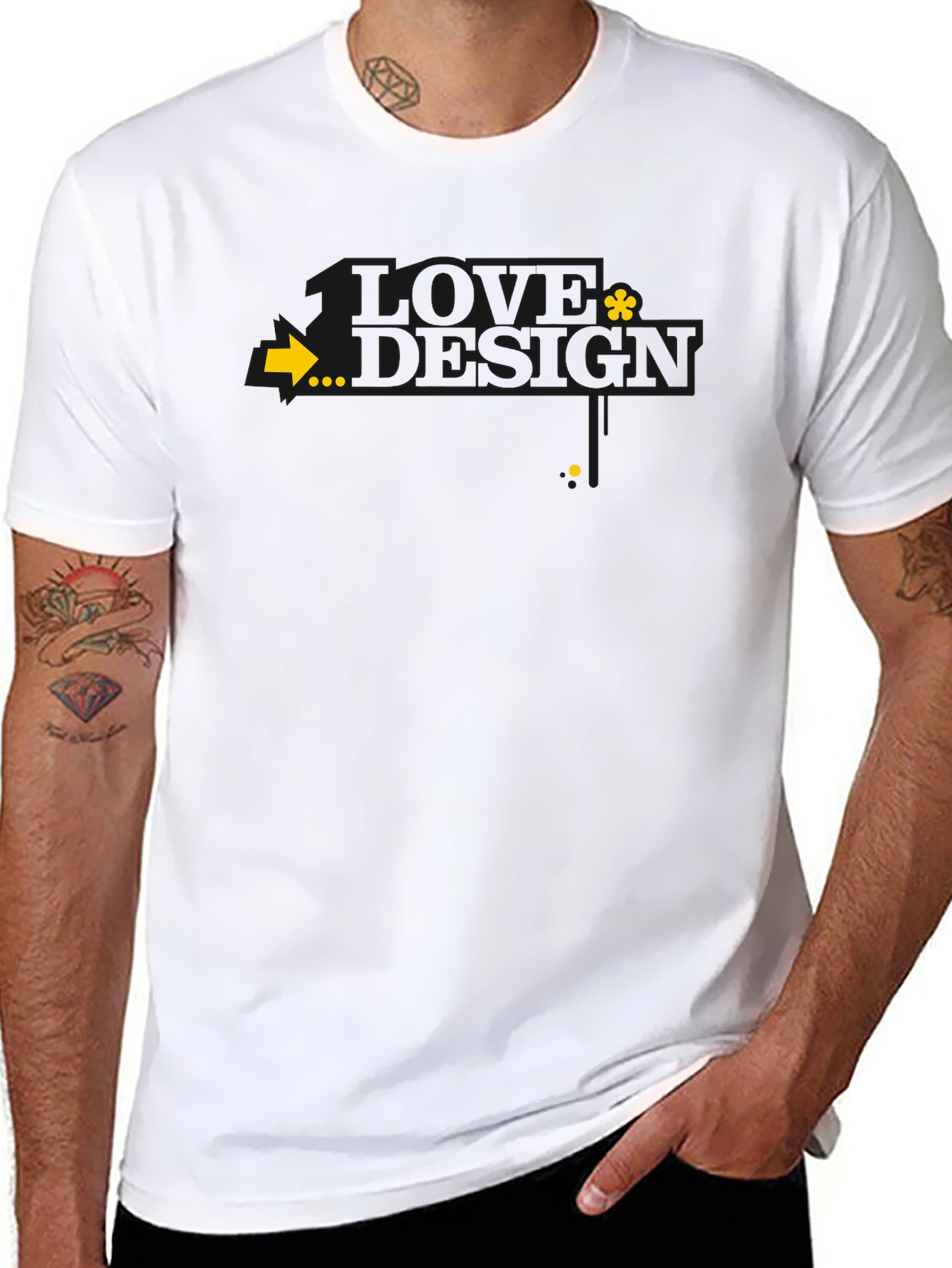 Modern Black Graphic Tee with Arrow Design