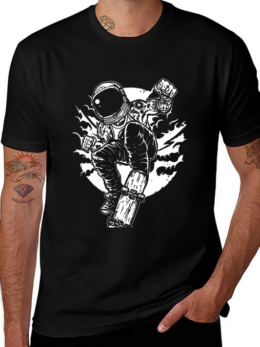 Astronaut Skateboarder Black T-Shirt