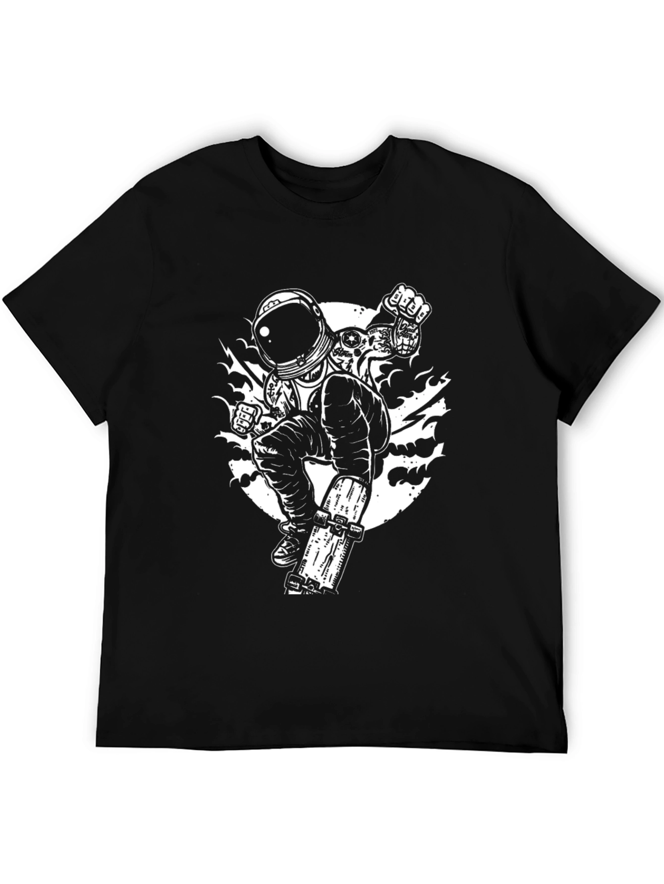 Astronaut Skateboarder Black T-Shirt