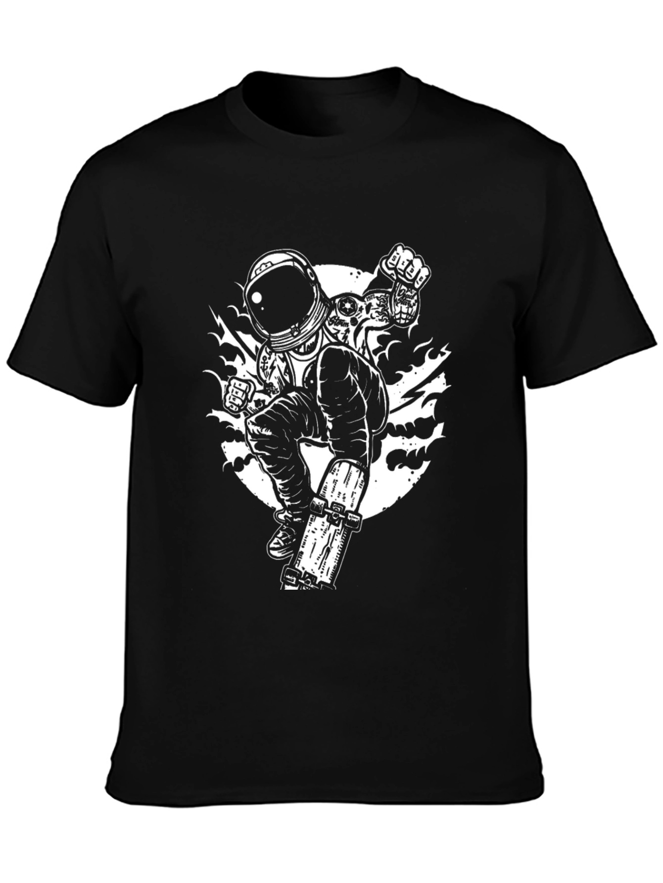 Astronaut Skateboarder Black T-Shirt