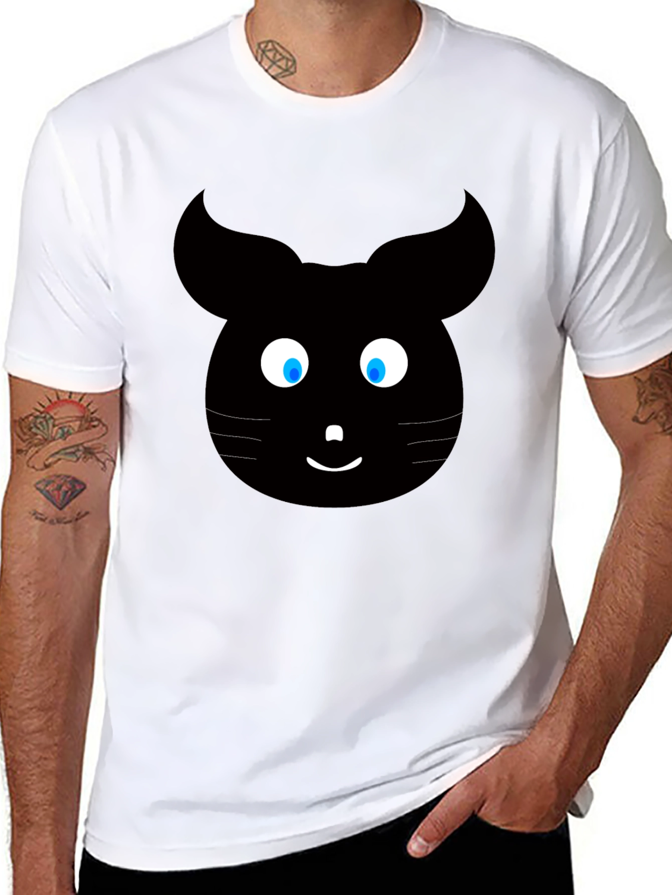 Cartoon Mouse Graphic Tee - Black Unisex T-Shirt