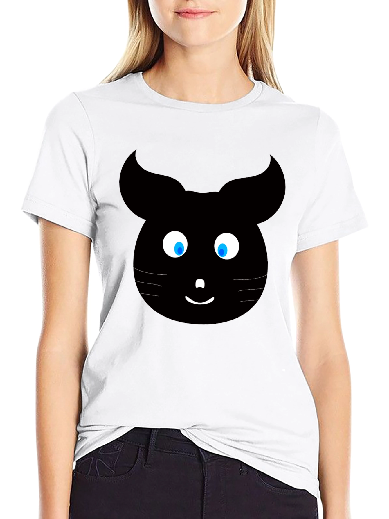 Cartoon Mouse Graphic Tee - Black Unisex T-Shirt