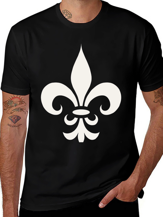 Fleur-de-lis Graphic Print Black T-Shirt