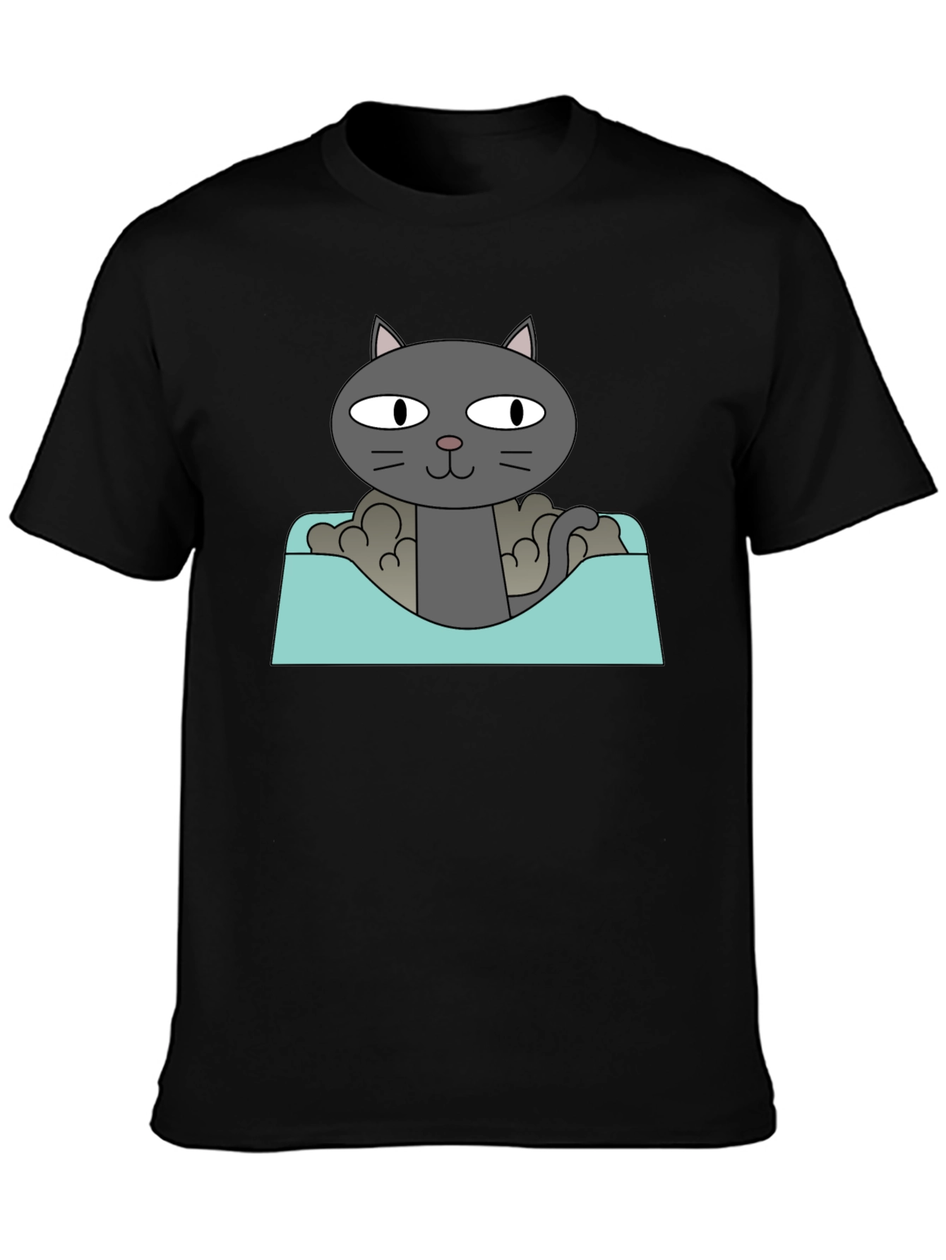 Cat in a Box Graphic T-Shirt - Black