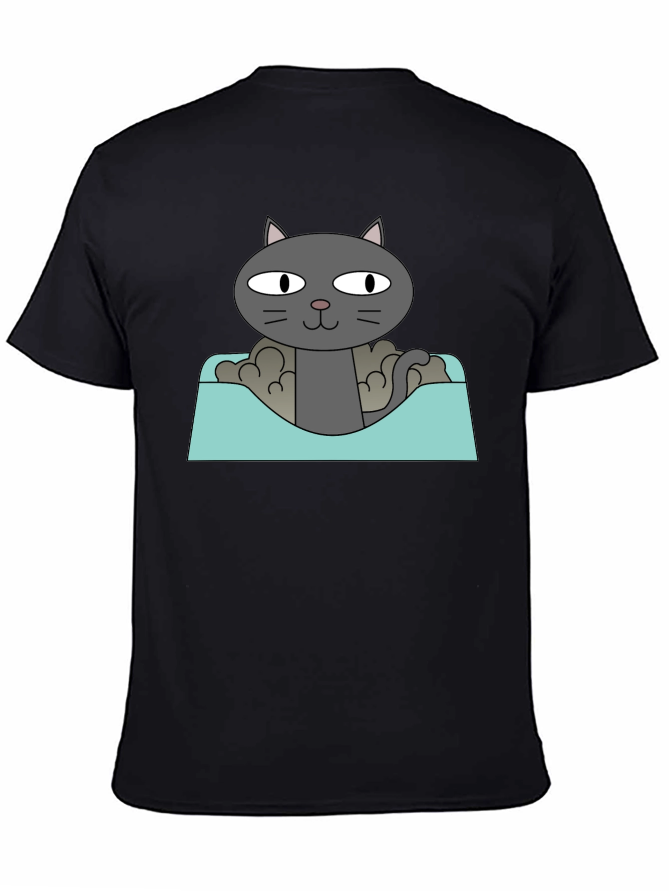 Cat in a Box Graphic T-Shirt - Black