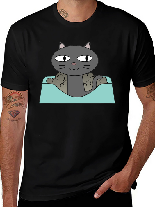 Cat in a Box Graphic T-Shirt - Black