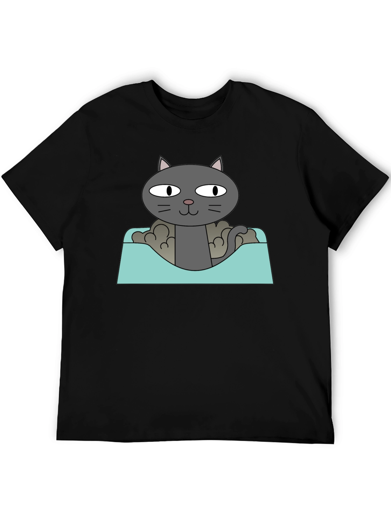 Cat in a Box Graphic T-Shirt - Black