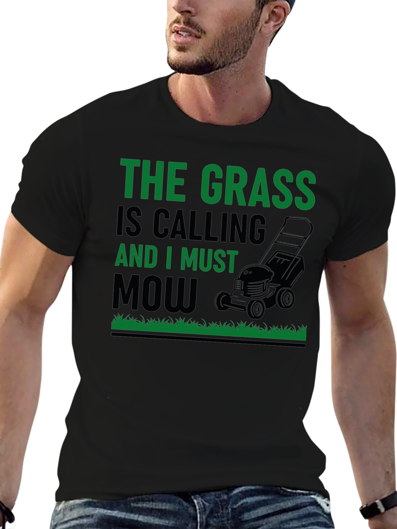 Funny Lawn Mowing T-Shirt - The Grass Is Calling