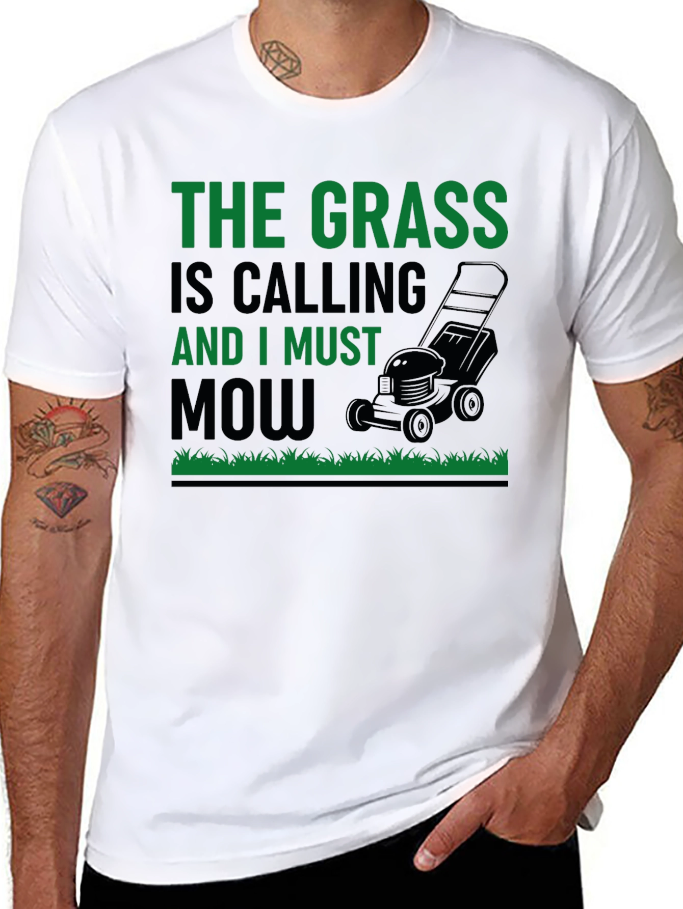 Funny Lawn Mowing T-Shirt - The Grass Is Calling