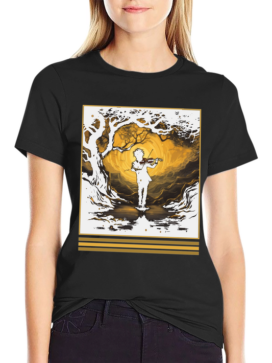 Violinist in the Forest Graphic Tee - Unique Design