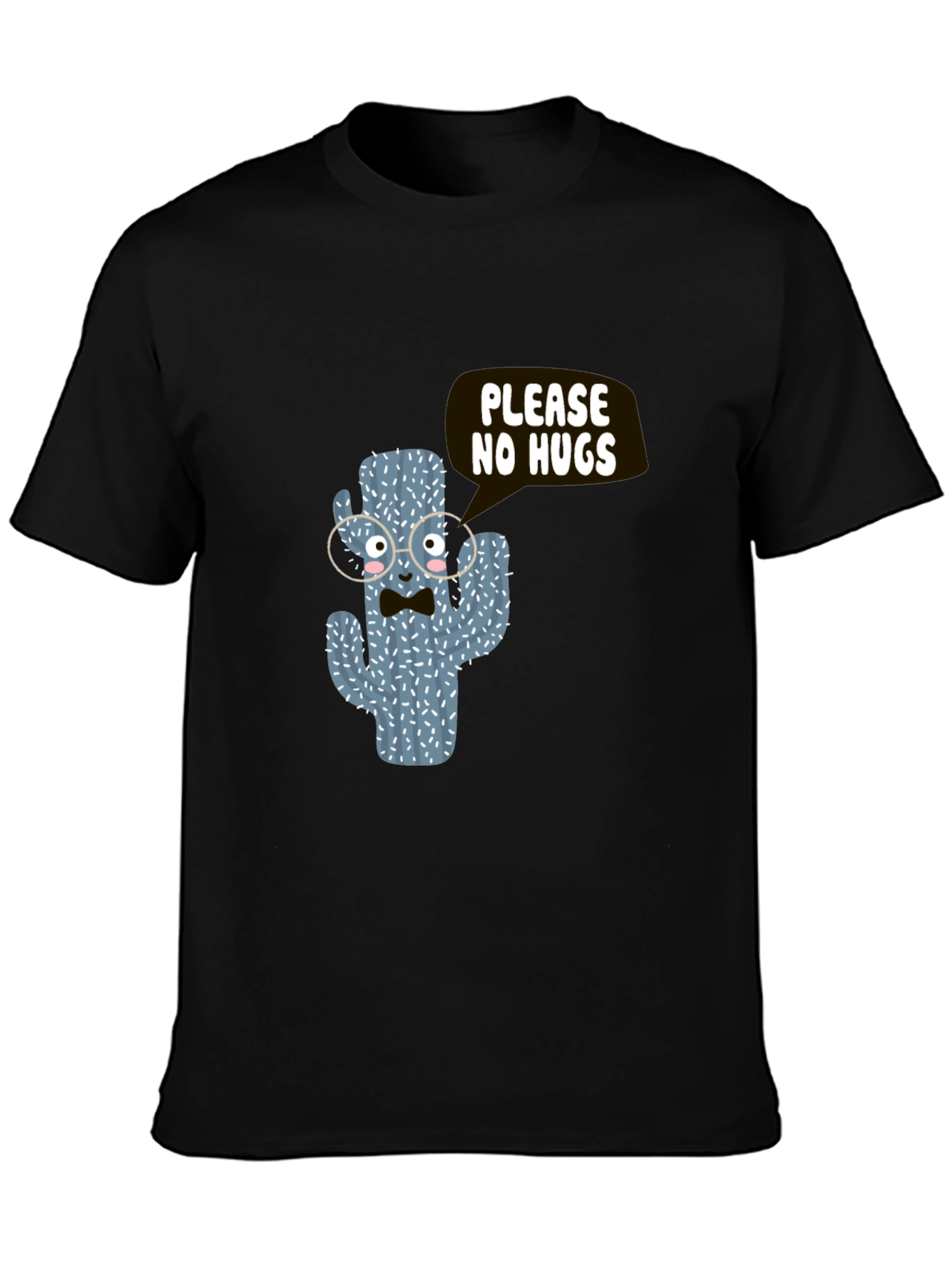 Funny Cactus No Hugs Black T-Shirt