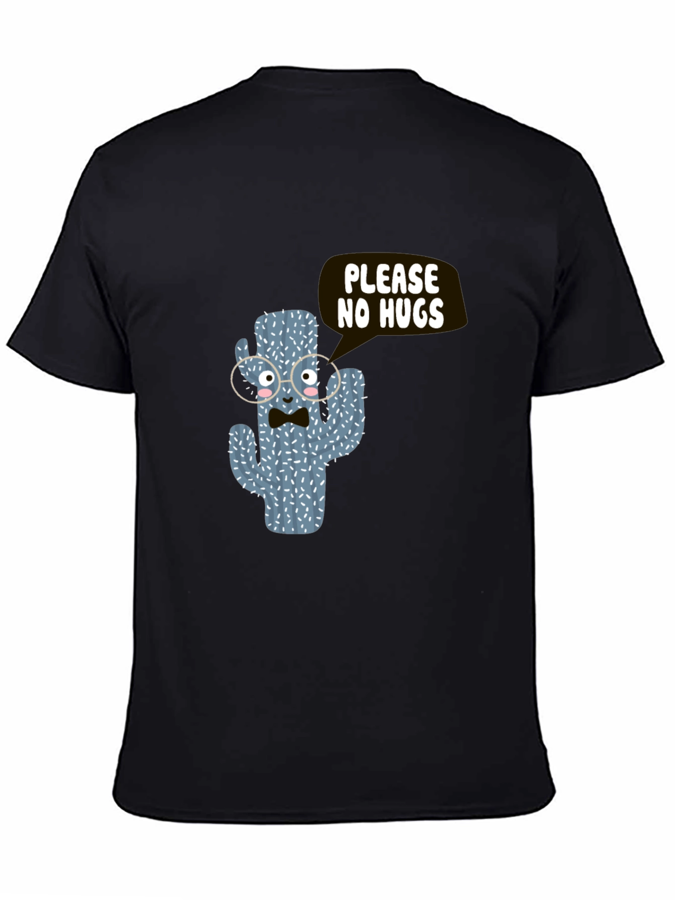 Funny Cactus No Hugs Black T-Shirt