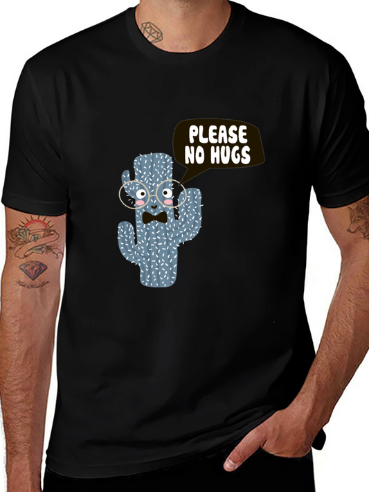 Funny Cactus No Hugs Black T-Shirt