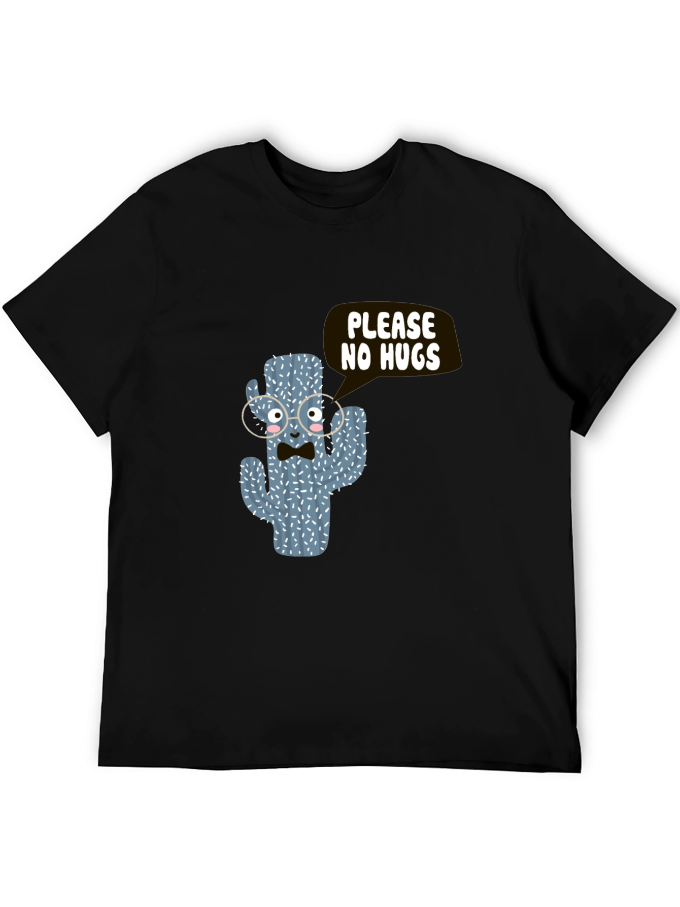 Funny Cactus No Hugs Black T-Shirt