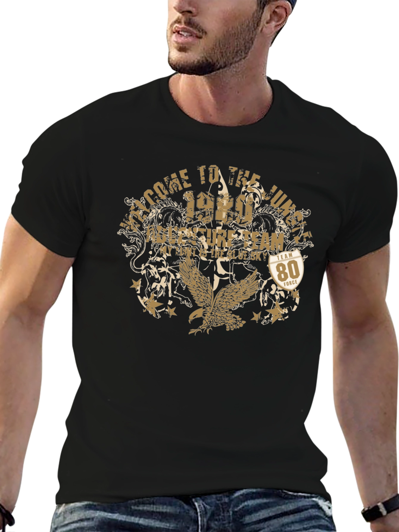 Welcome to the Jungle Graphic Print Black Tee