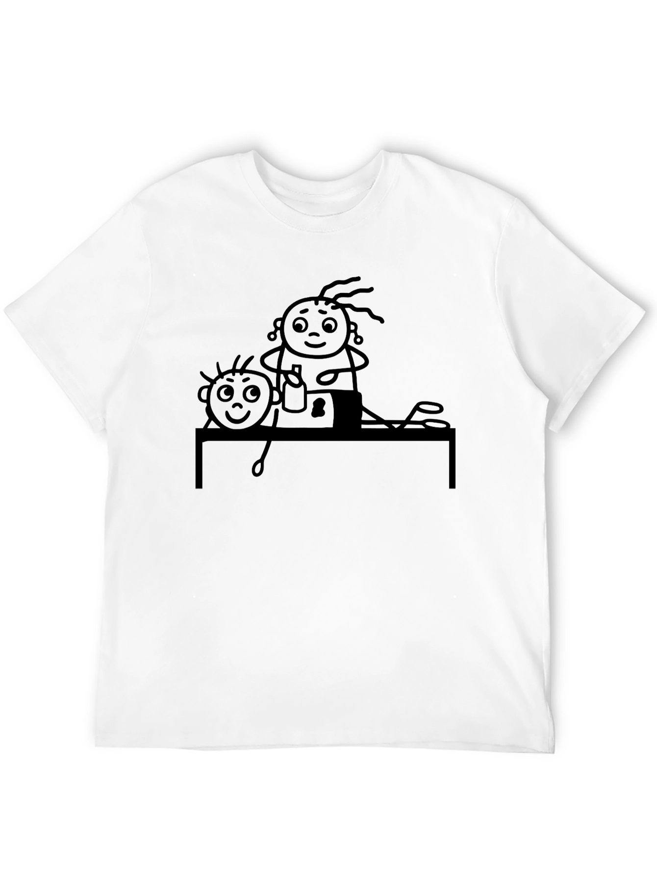 Stick Figure Family Crafting Black T-Shirt