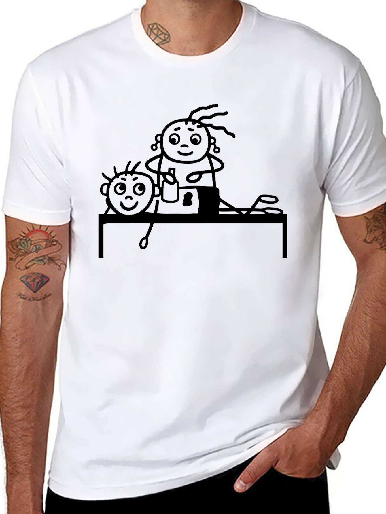 Stick Figure Family Crafting Black T-Shirt
