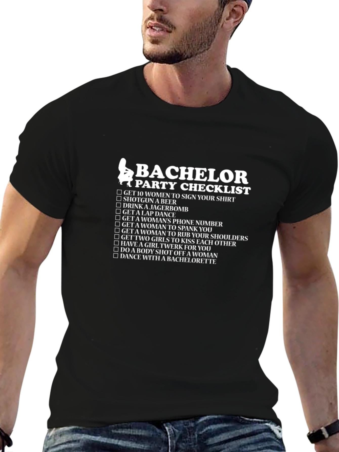 Bachelor Party Checklist Graphic T-Shirt
