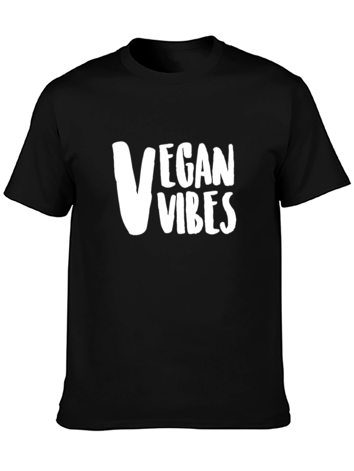 Vegan Vibes Graphic Tee - Black Cotton T-Shirt
