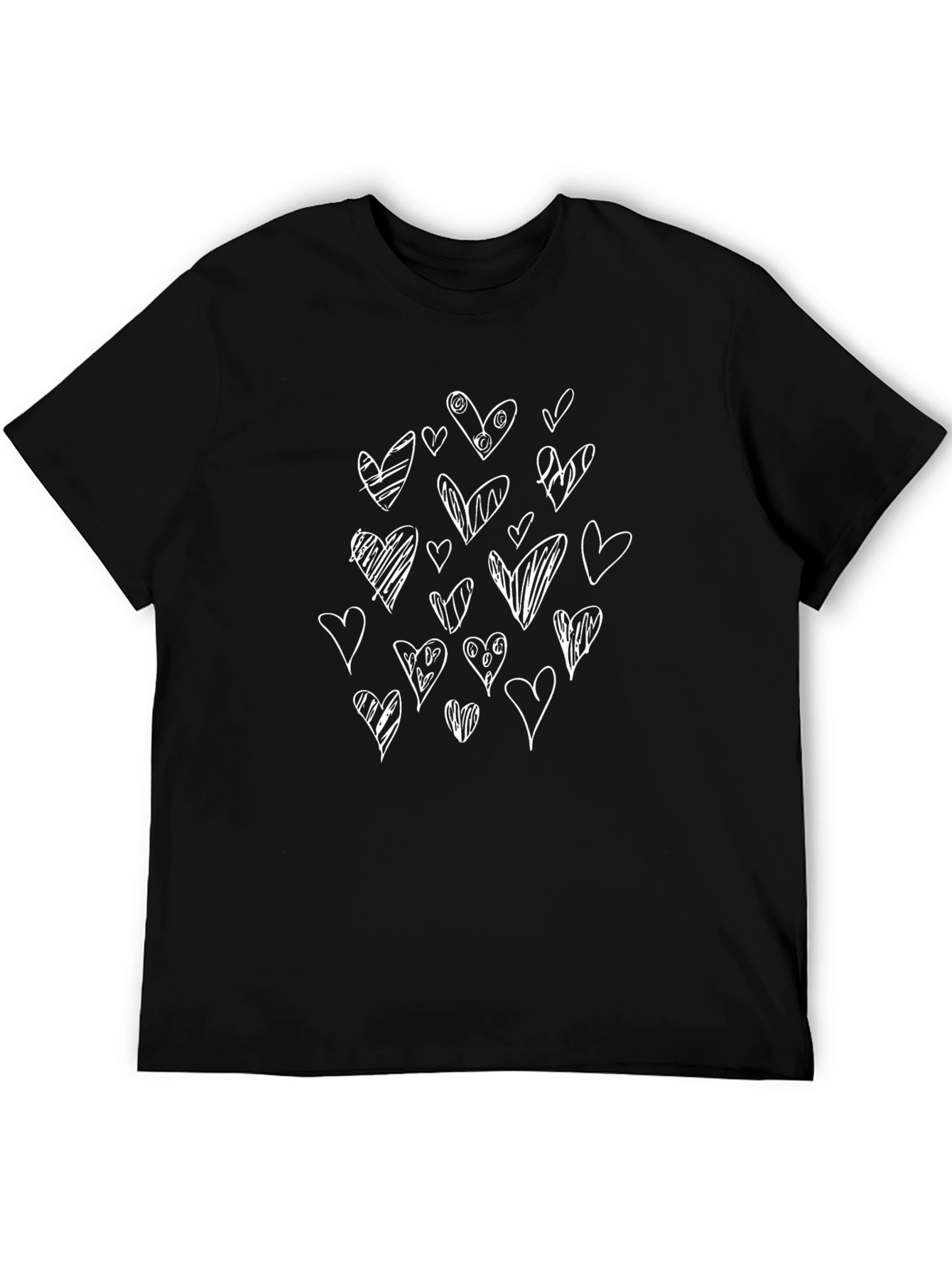 Heart Scribble Tee - Casual Black T-Shirt