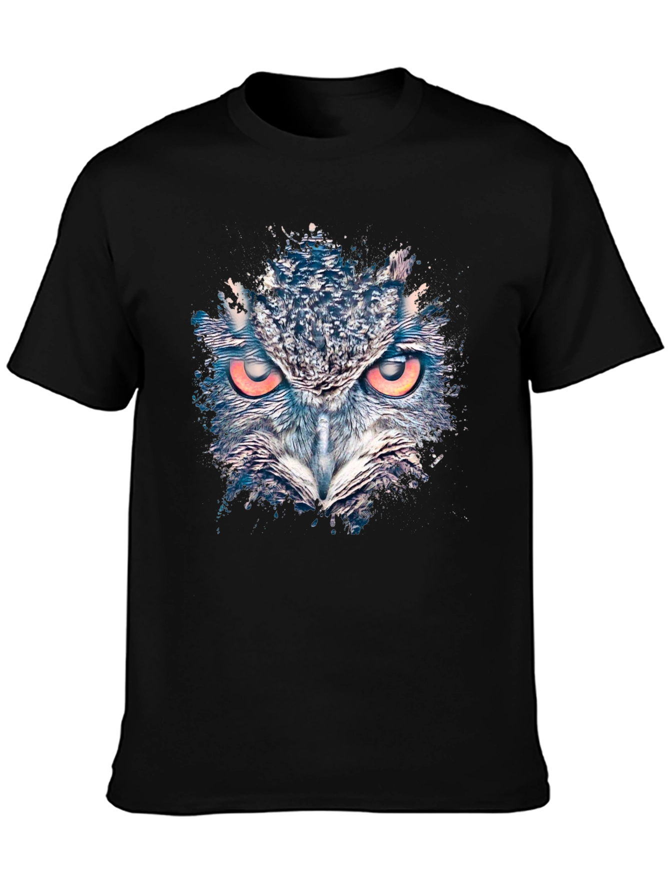 Owl Graphic Print Mens Black T-Shirt
