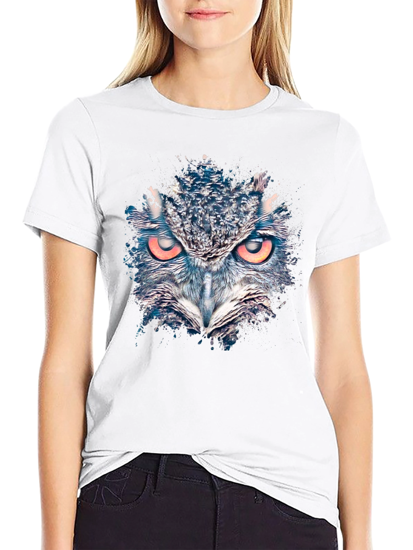 Owl Graphic Print Mens Black T-Shirt
