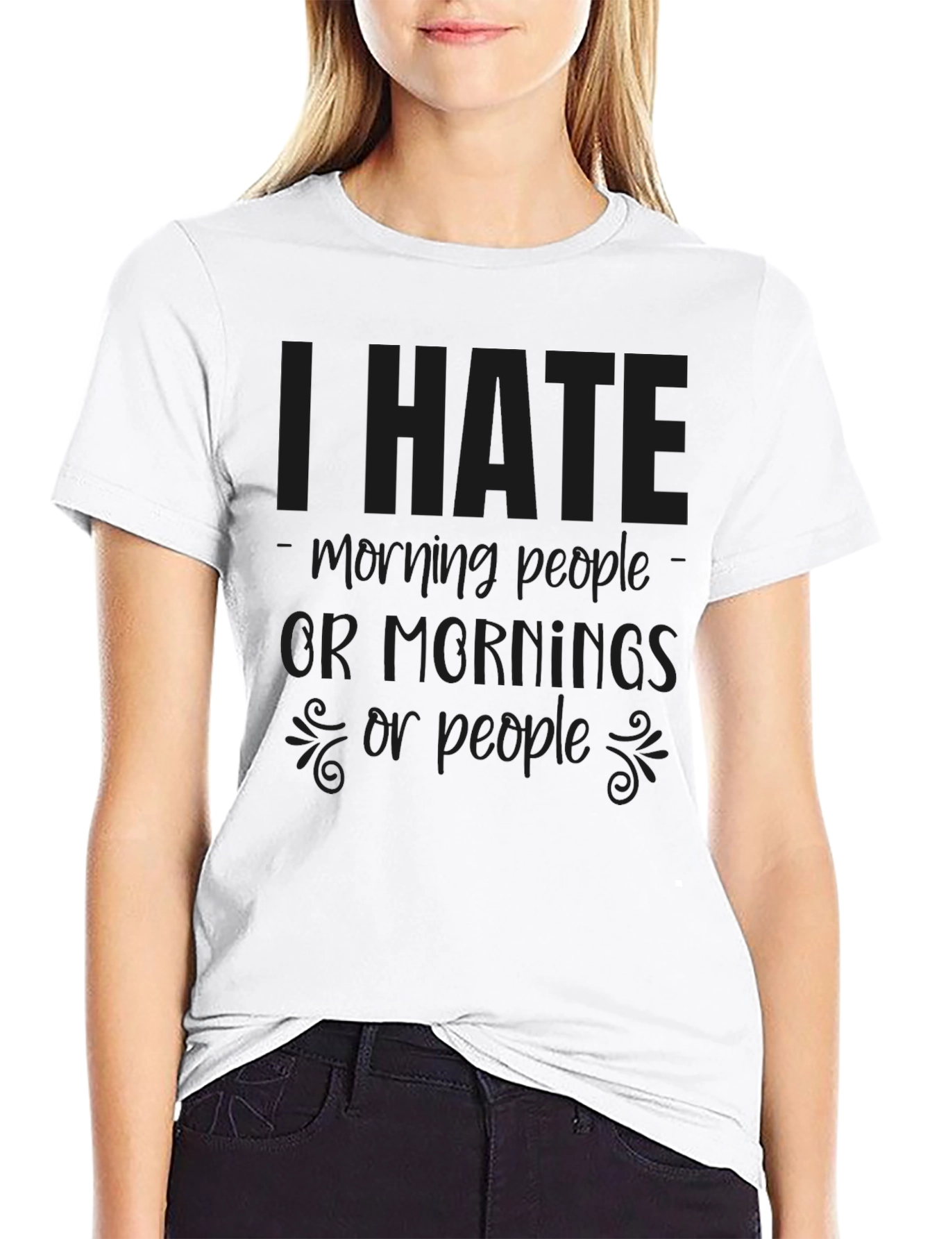 I Hate Morning People T-Shirt Funny Slogan Tee