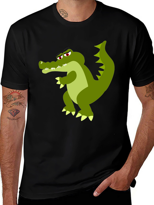 Cool Crocodile Graphic Tee - Black Cotton T-Shirt