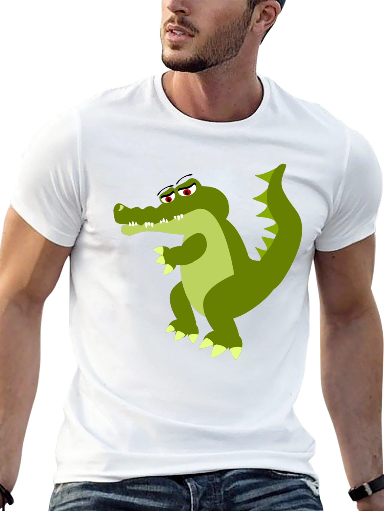 Cool Crocodile Graphic Tee - Black Cotton T-Shirt