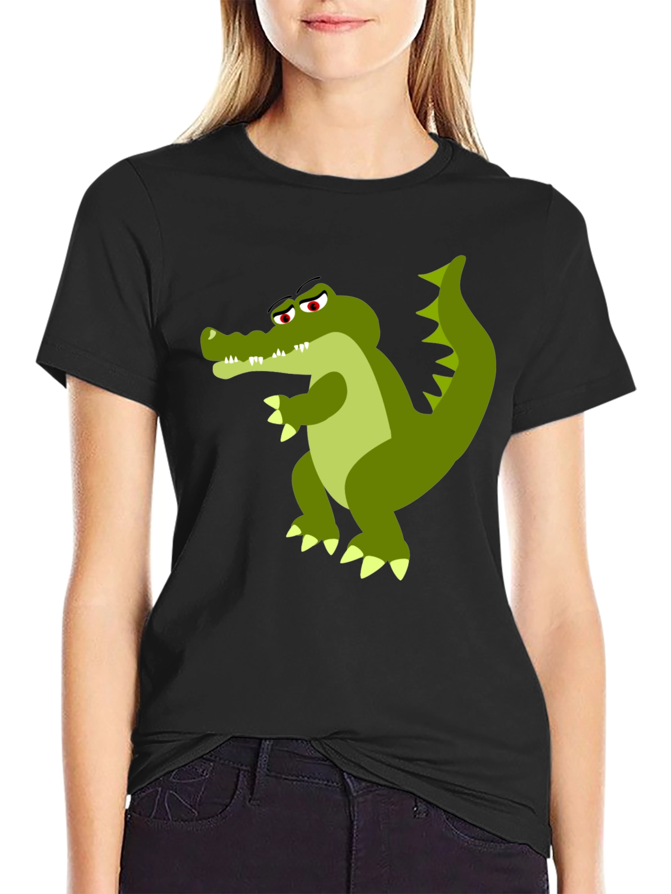 Cool Crocodile Graphic Tee - Black Cotton T-Shirt