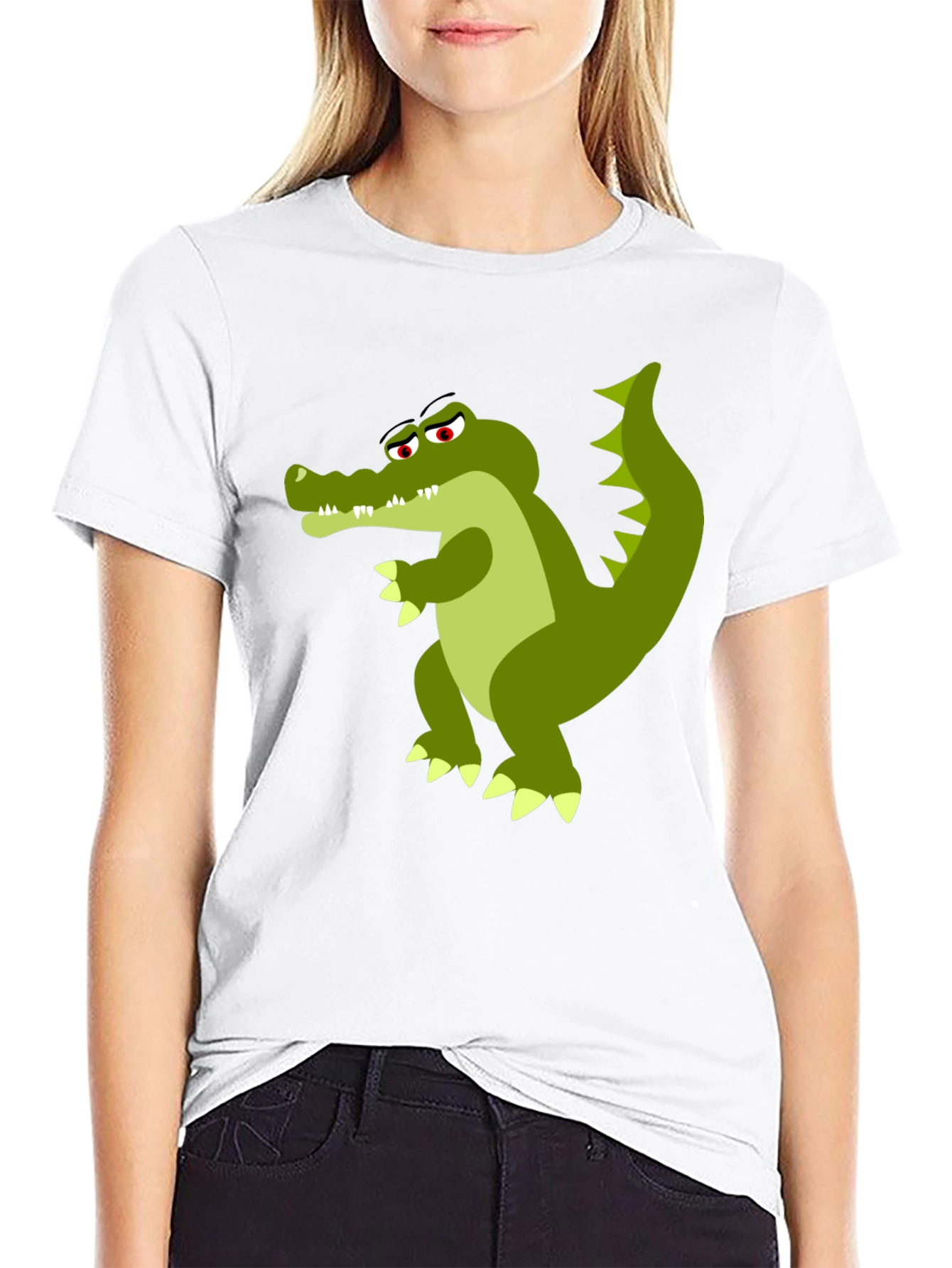 Cool Crocodile Graphic Tee - Black Cotton T-Shirt