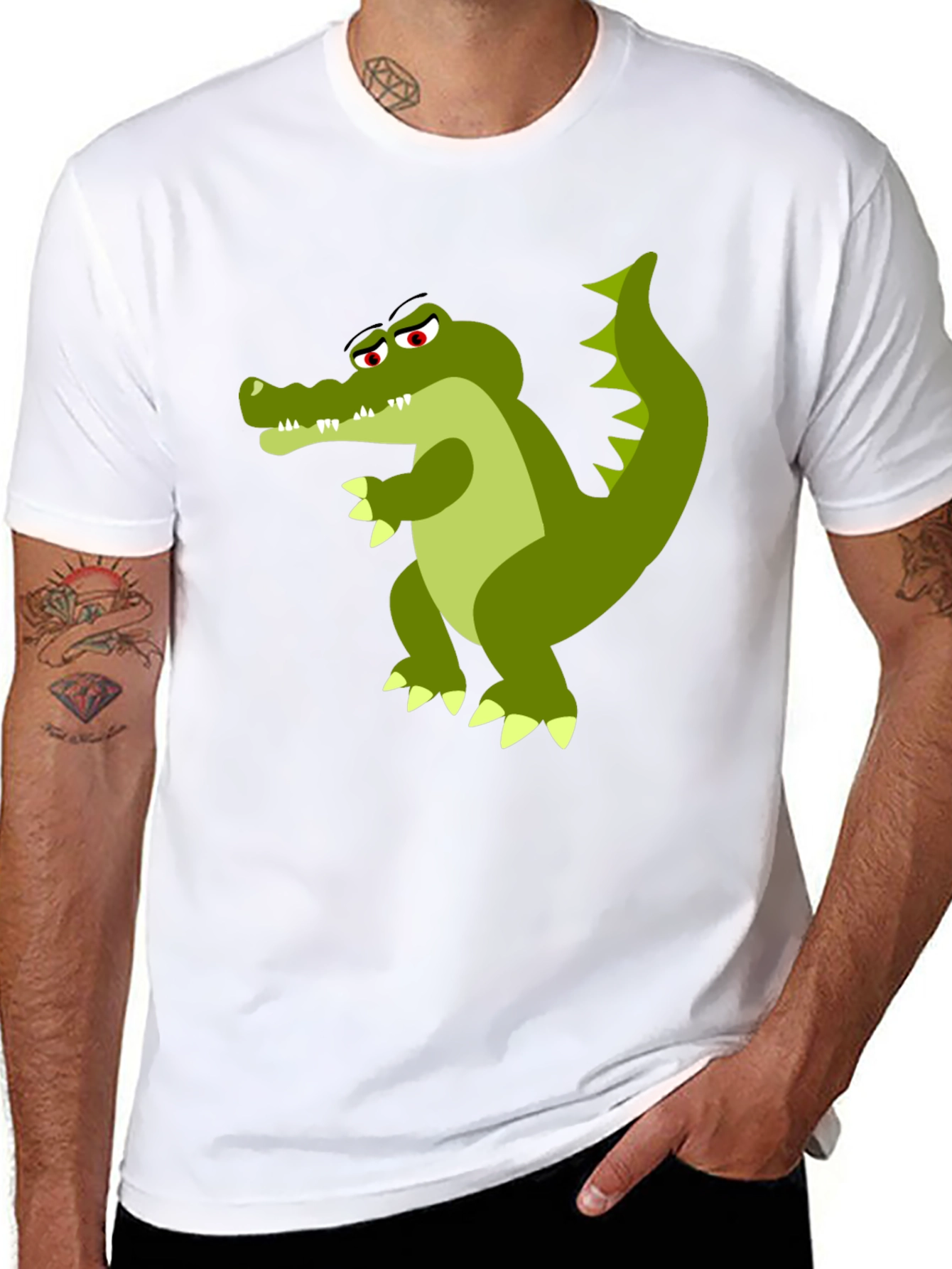 Cool Crocodile Graphic Tee - Black Cotton T-Shirt