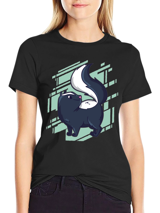 Skunk Graphic Tee - Black Cotton Blend Shirt