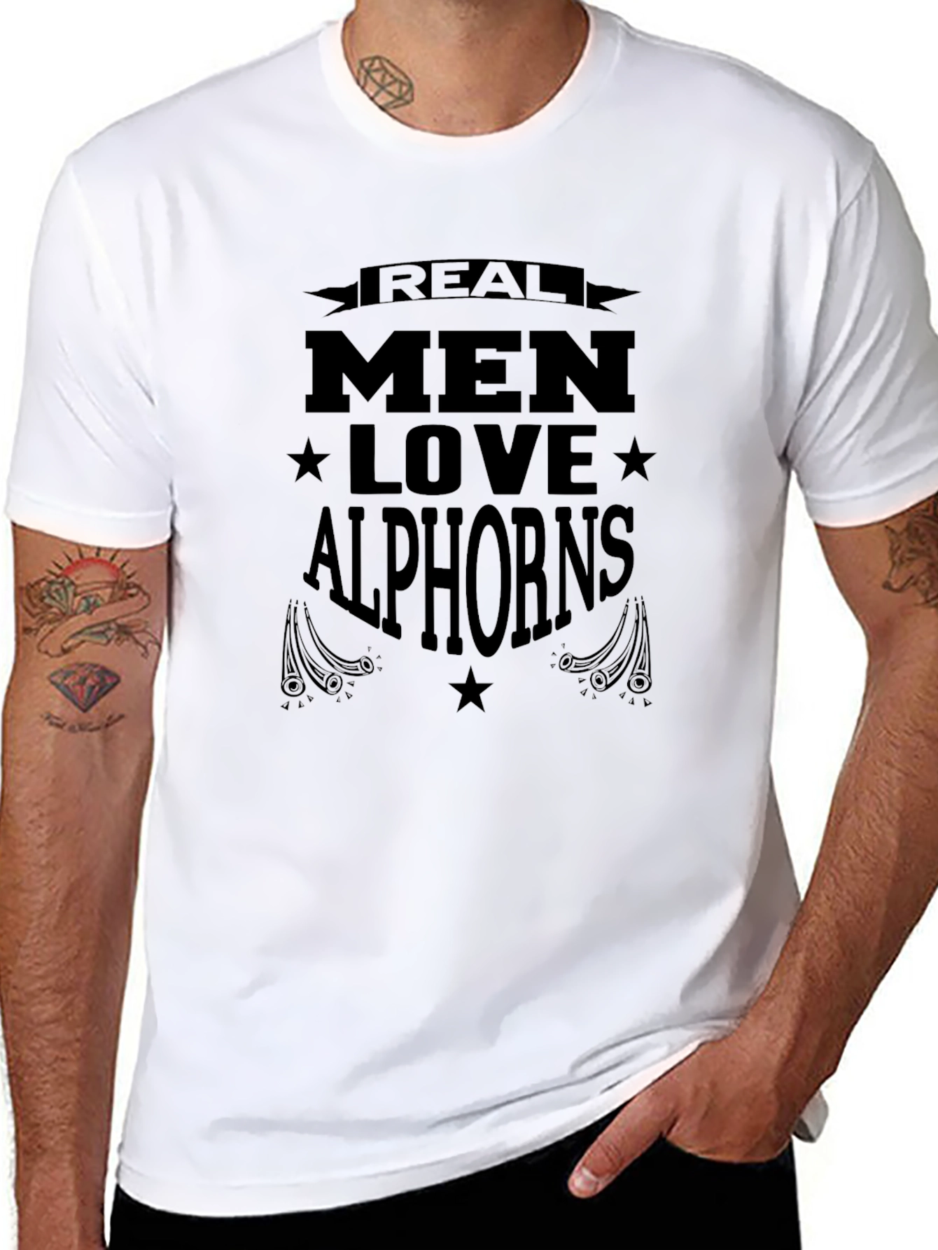 Real Men Love Alphorns T-Shirt - Black