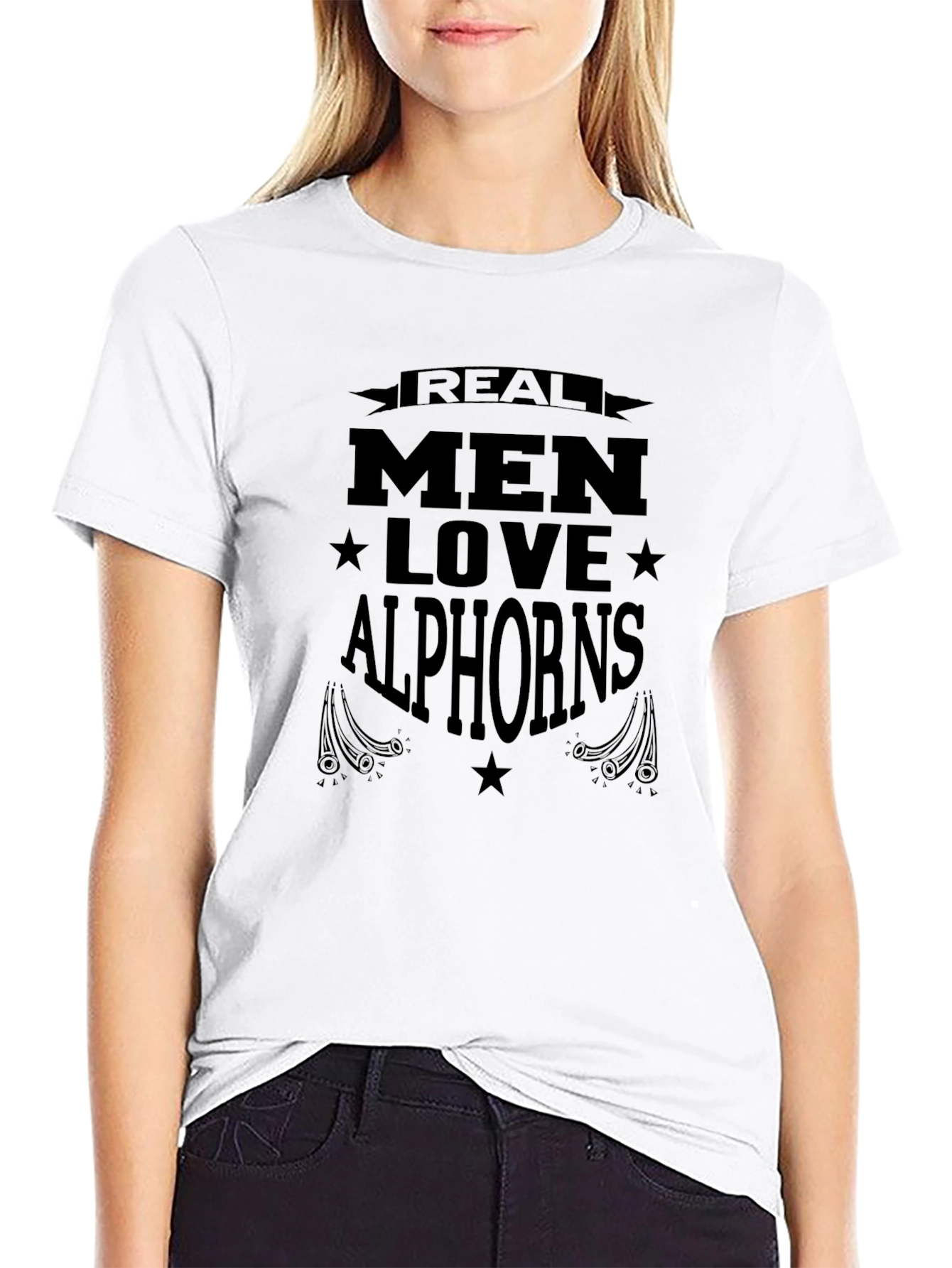 Real Men Love Alphorns T-Shirt - Black