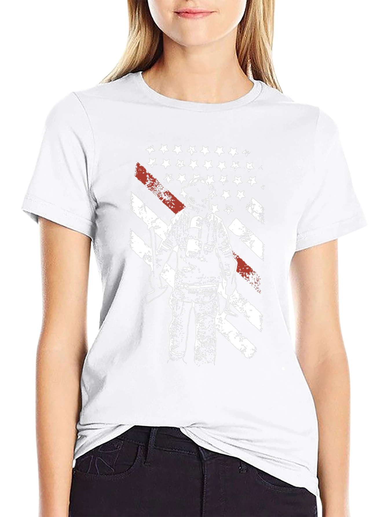 Firefighter American Flag Graphic T-Shirt