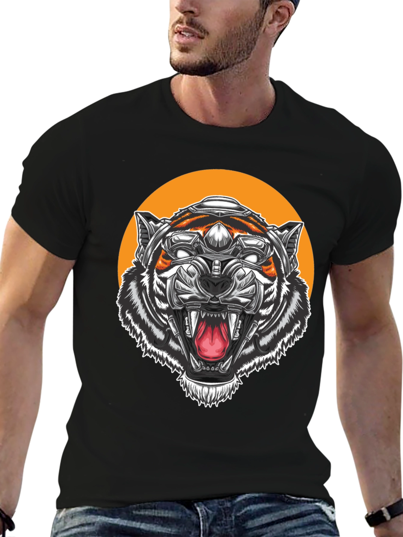 Cyber Tiger Graphic Tee - Black T-Shirt