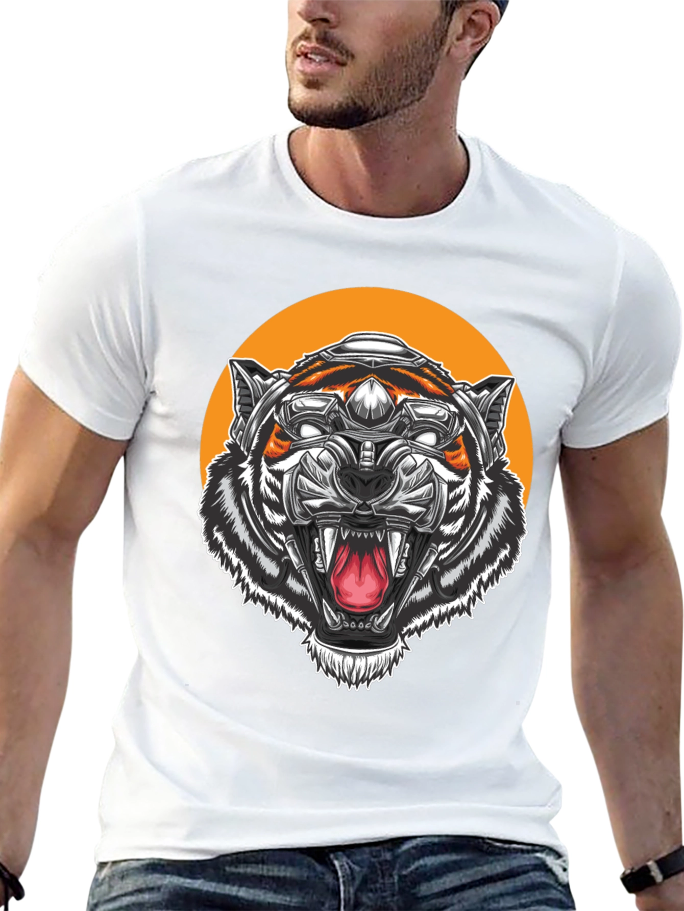 Cyber Tiger Graphic Tee - Black T-Shirt