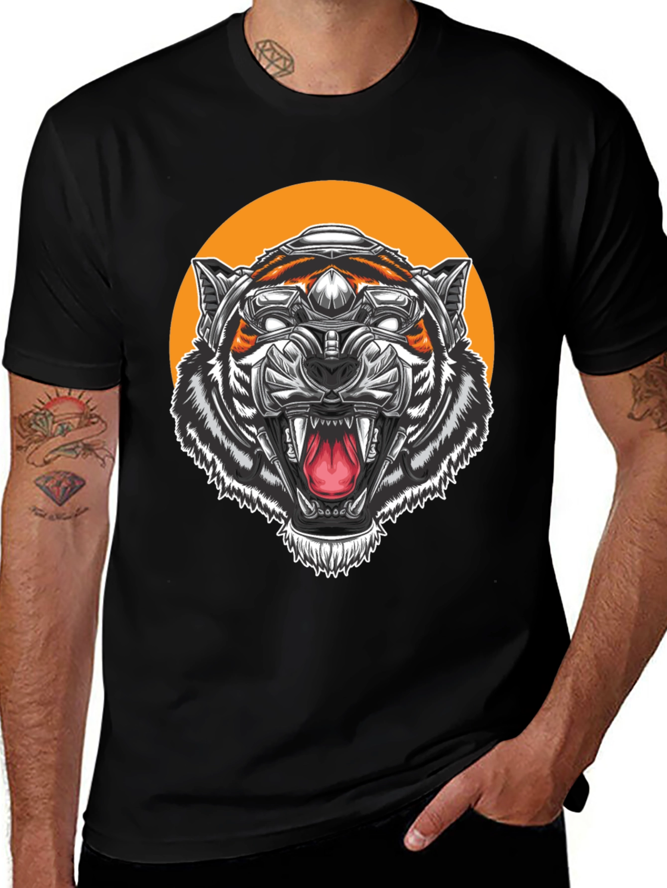 Cyber Tiger Graphic Tee - Black T-Shirt