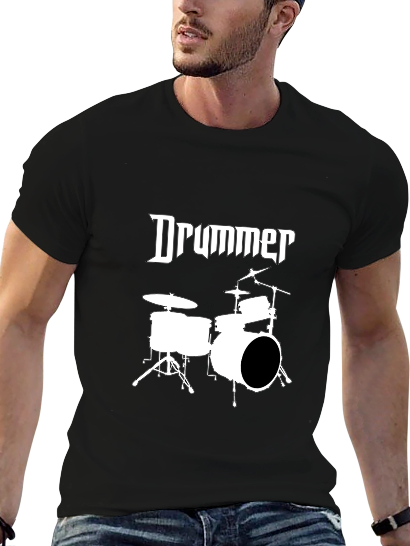 Drummer Graphic Tee - Black Cotton T-Shirt