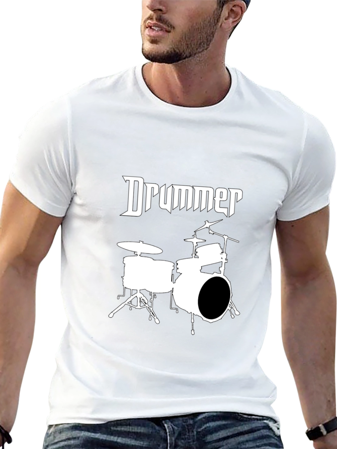 Drummer Graphic Tee - Black Cotton T-Shirt