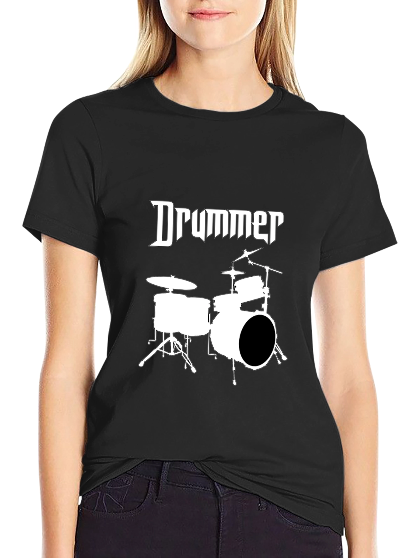 Drummer Graphic Tee - Black Cotton T-Shirt